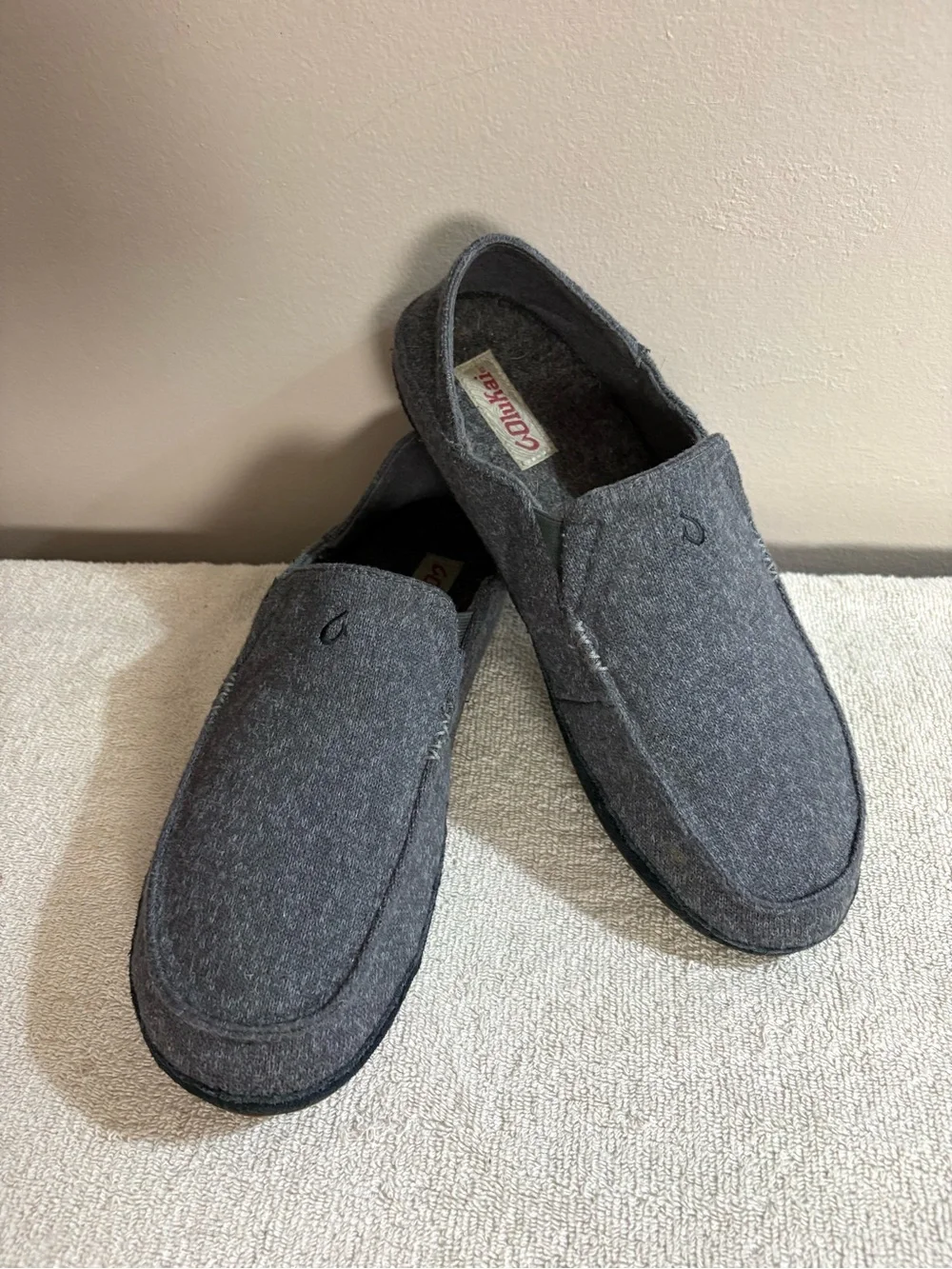 Men's OLUKAI Grey Wool MOLOA HULU Slip-On COMFORT Shoes LOAFERS 12